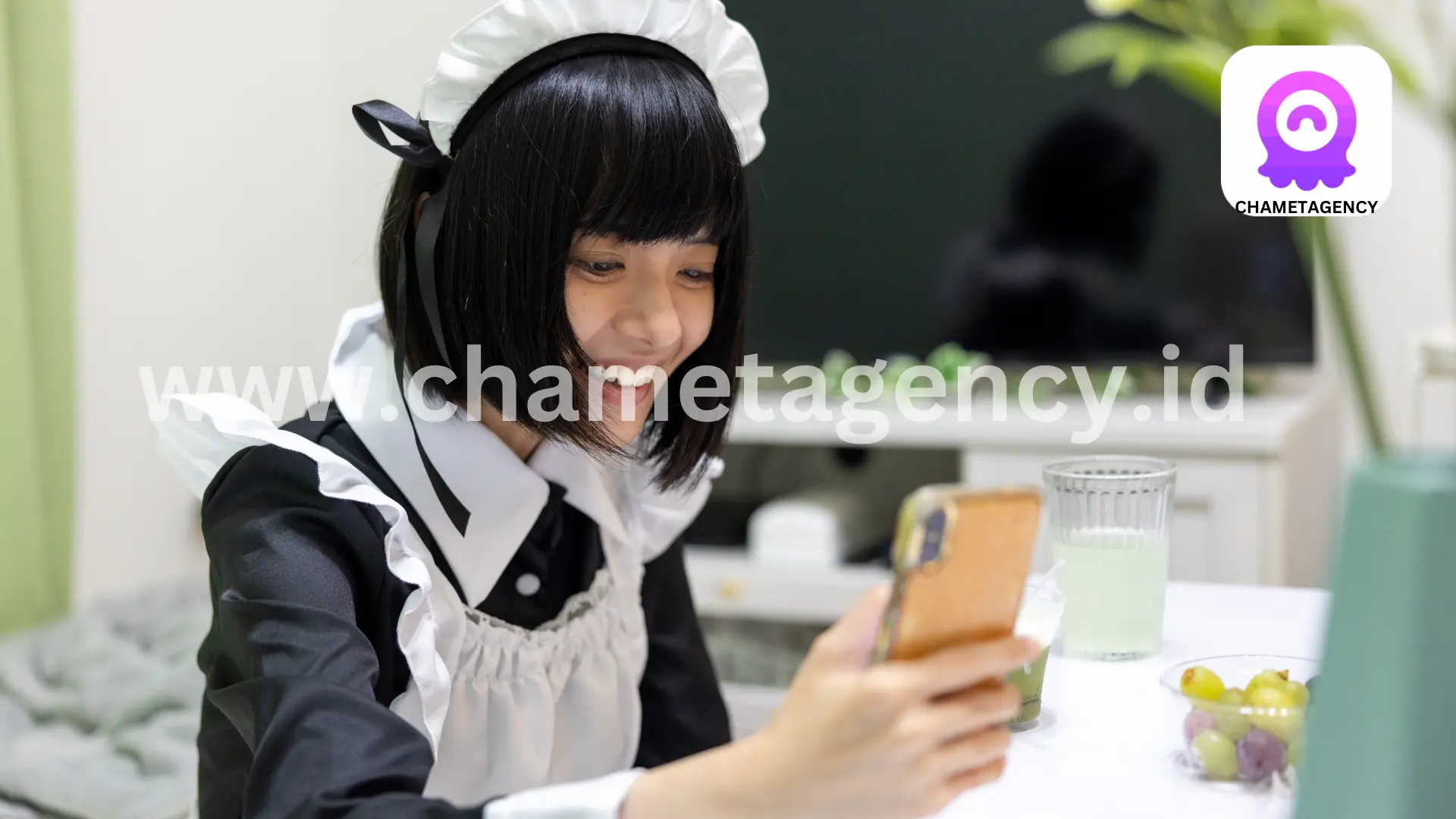 iPhone showcasing Chamet app with customized features