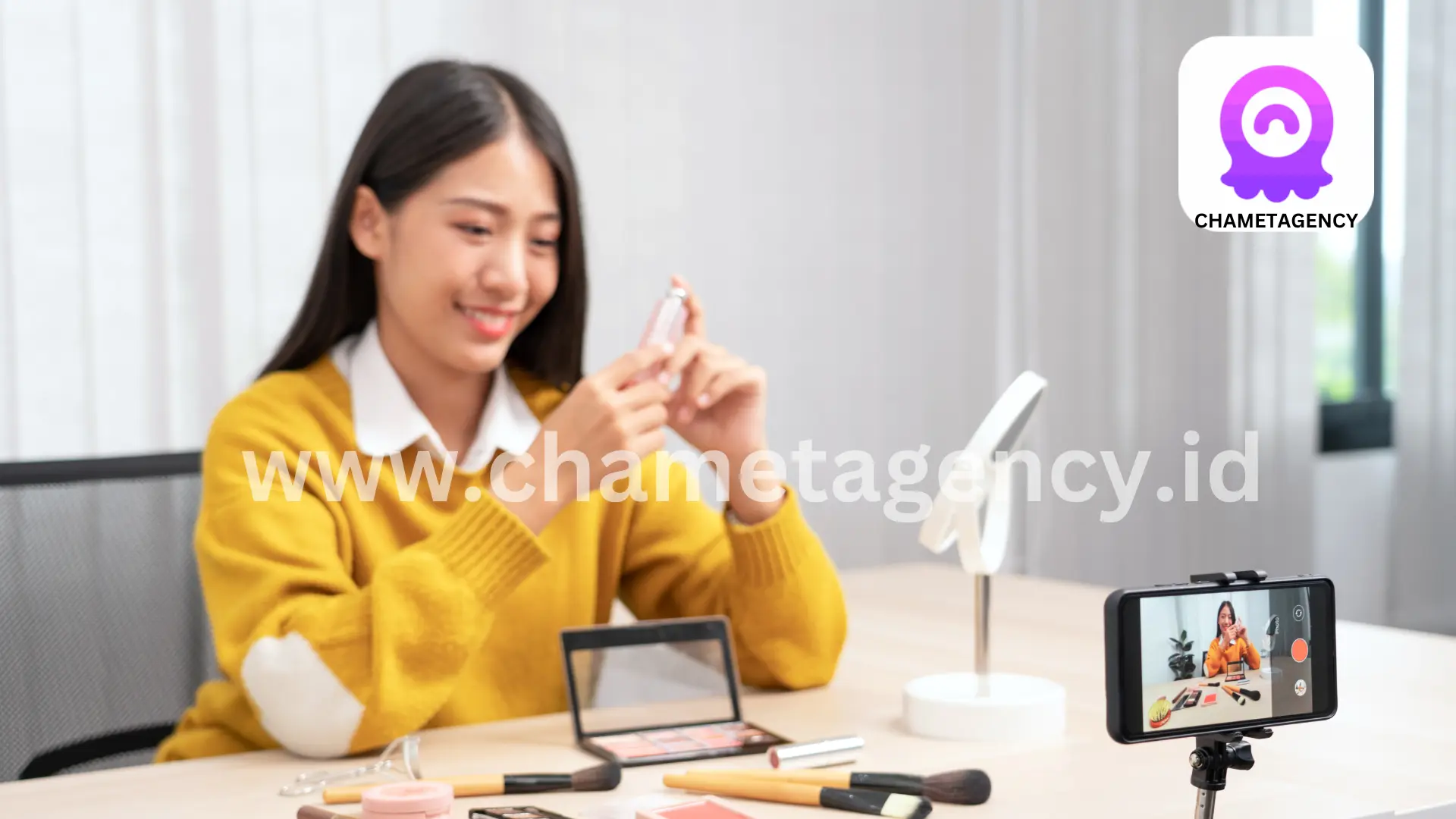 Smartphone showcasing Chamet app interface with diverse features