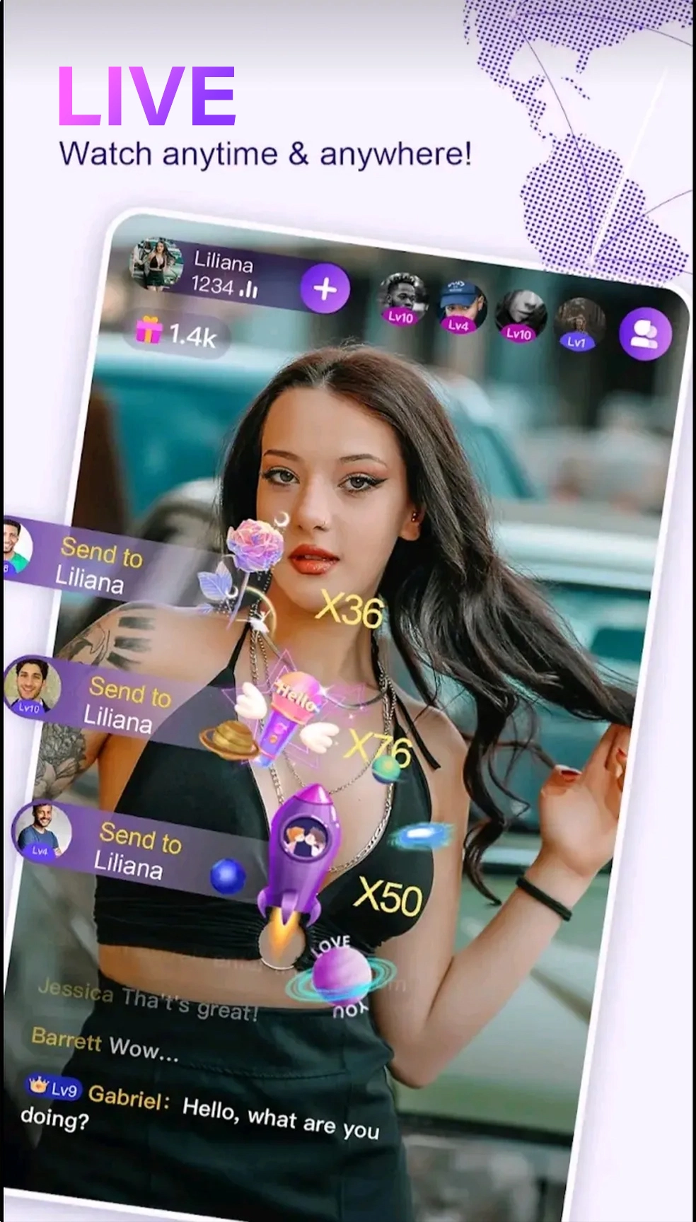 Chamet Live : Chamet functions as a live broadcasting app, allowing everyone to interact with live streamers real-time. Viewers can express their appreciation and support by sending virtual gifts to the streamers, introducing an interactive and entertaining dimension to the live streaming experience.